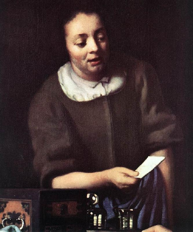 VERMEER VAN DELFT, Jan Lady with Her Maidservant Holding a Letter (detail)er oil painting image